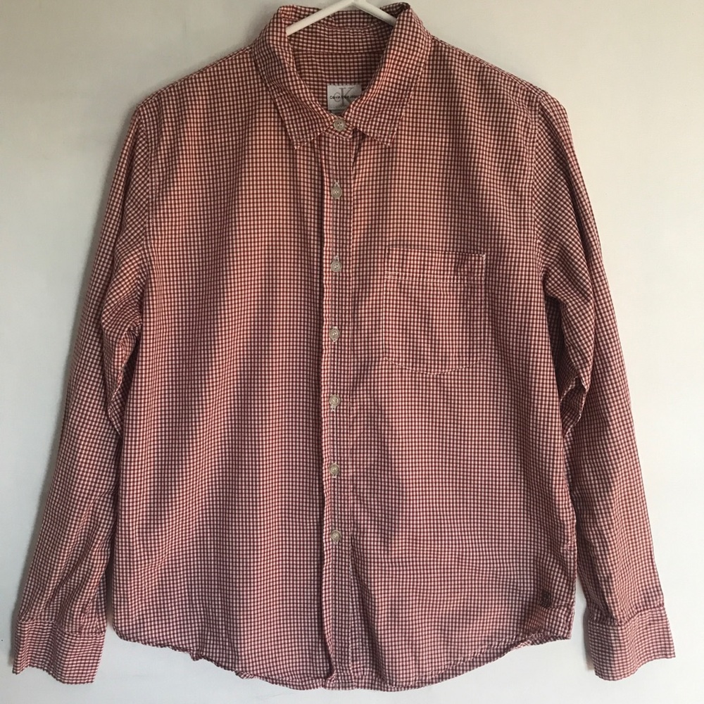 Calvin Klein Plaid Long Sleeve Collared Button-down Cotton Shirt Sz M